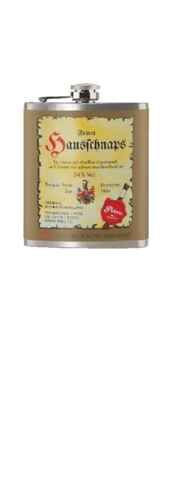 Edelstahl-Flachmann Mit Hausschnaps Fruchtig 34 % Vol. Spirituose Mit Marillengeschmack